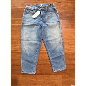 NWT Eileen Fisher Jeans Womens Sz 6 P Blue Cotton Tapered Ankle Stretch Wash Out